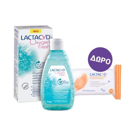 Lactacyd Oxygen Fresh Wash 200ml + ΔΩΡΟ Intimate Wipes 15 τεμάχια