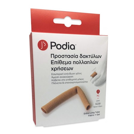 Podia Extra Long Tube Fabric + Gel Προστασία Δακτύλων Επίθεμα Πολλαπλών Χρήσεων One Size 1 τεμάχιο