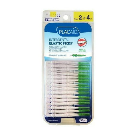 Plac Aid Elastic Picks Μεσοδόντιες Οδοντογλυφίδες XS/S Λευκές 30 τεμάχια
