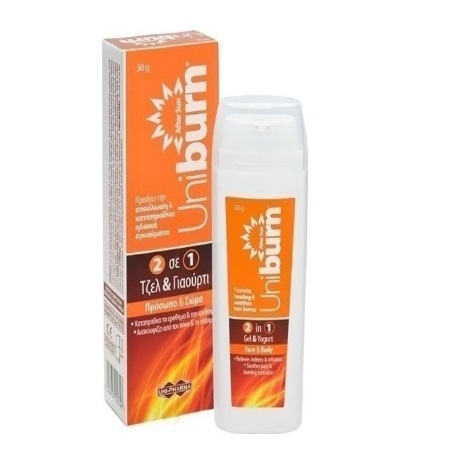 Uni-Pharma Uniburn After Sun 2 σε 1 Τζελ & Γιαούρτι Πρόσωπο και Σώμα 50gr