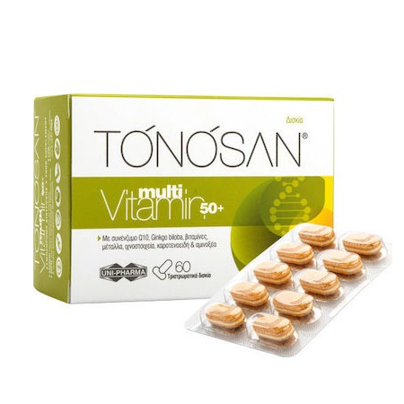 Uni-Pharma Tonosan Multivitamin 50+ Πολυβιταμίνη για Eνέργεια & Τόνωση για Ηλικίες 50+ 60 Κάψουλες