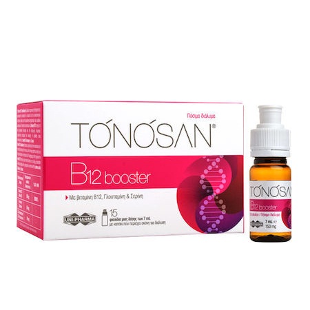 Uni-Pharma Tonosan B12 Booster για την Κάλυψη των Καθημερινών Απαιτήσεων σε Βιταμίνη Β12 15 φιαλίδια x 7ml