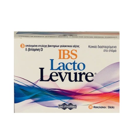 Uni-Pharma Lacto Levure IBS Συμπλήρωμα Προβιοτικών για Άτομα με Σύνδρομο Ευερέθιστου Εντέρου 30 φακελίσκοι