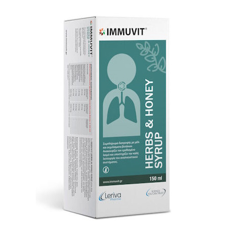 Leriva Immuvit Herbs & Honey Σιρόπι για τον Ερεθισμένο Λαιμό & το Κρυολόγημα 150ml