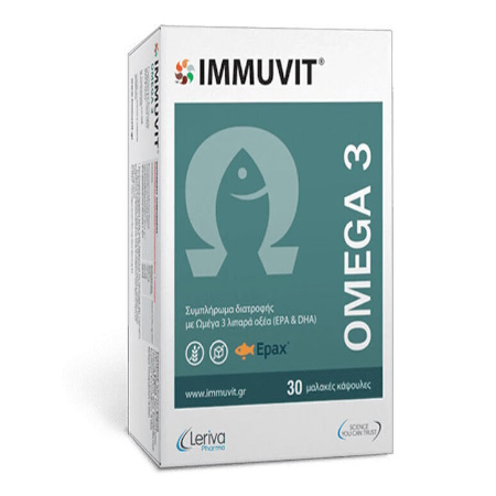 Leriva Immuvit Omega 3 Συμπλήρωμα Διατροφής με Ιχθυέλαιο με Ωμέγα 3 Λιπαρά Οξέα 30 Κάψουλες