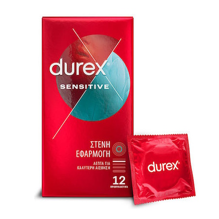Durex Sensitive Λεπτά Προφυλακτικά με Στενή Εφαρμογή 12 Τεμάχια