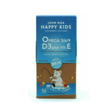 John Noa Happy Kids Omega 3/6/9 D3 Plus Κατάλληλο για Παιδιά 90 ζελεδάκια Πορτοκάλι