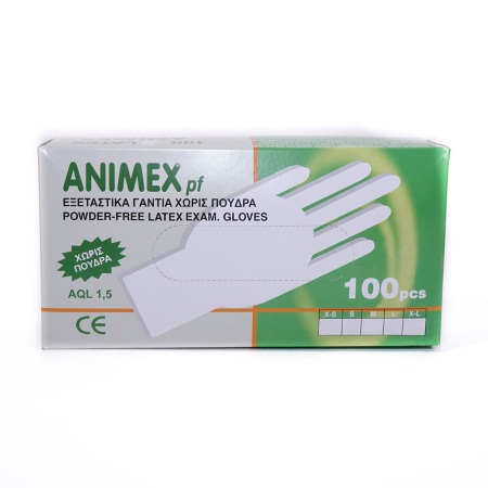 Animex Εξεταστικά Γάντια Μιας Χρήσης Latex Χωρίς Πούδρα Μέγεθος Small 100 τεμάχια
