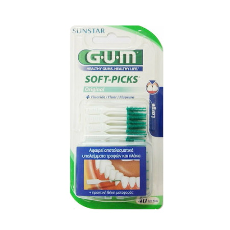 Gum Soft Picks (634) Οδοντιατρικές Οδοντογλυφίδες & Πρακτική Θήκη Μεταφοράς σε Μεγάλο Μέγεθος 40 τεμάχια