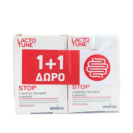 Innovis Lactotune Stop για την Πρόληψη και Αντιμετώπιση Οξείας Διάρροιας Συμπλήρωμα Διατροφής 6 κάψουλες 1+1 ΔΩΡΟ