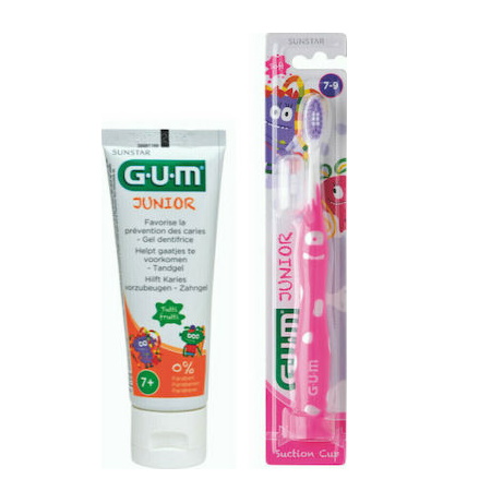 Gum Promo Junior Touthbrush 7-9 Years Παιδική Οδοντόβουρτσα Ροζ+ Gum Junior Toothpaste Tutti Frutti 7+Years Παιδική Οδοντόκρεμα 50ml