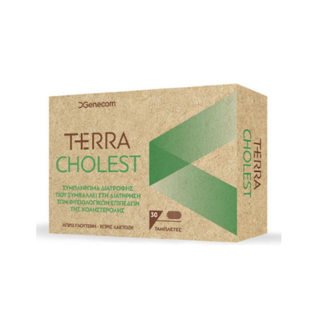 Genecom Terra Cholest Συμπλήρωμα διατροφής που συμβάλλει στη διατήρηση των φυσιολογικών επιπέδων της χοληστερόλης 30 ταμπλέτες