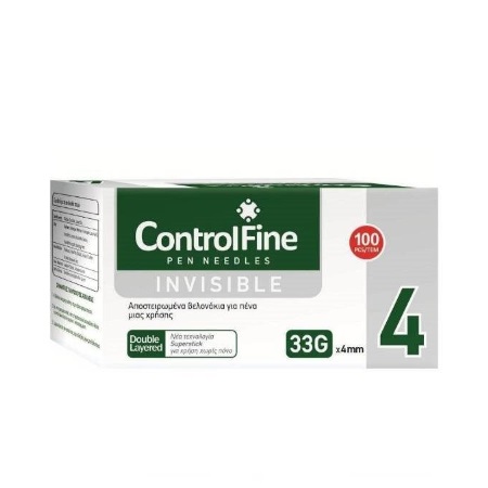 ControlFine Pen Needles Βελόνες Ινσουλίνης 4mm 33G 100 τεμάχια