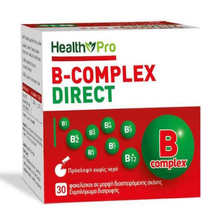 Health Pro B-Complex Συμπλήρωμα Διατροφής για την Φυσιολογική Λειτουργία του Νευρικού Συστήματος 30 Φακελίσκοι