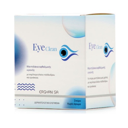 Eye Clean Μαντηλάκια Οφθαλμικής Υγιεινής Με Εκχύλισμα Ελαίου Τεϊόδενδρου και Εχινάκειας 16 Τεμάχια