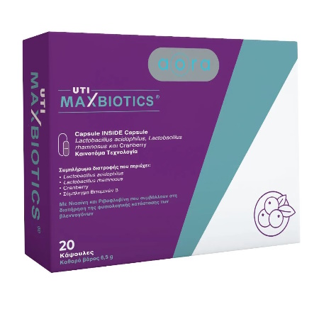Aora UTI Maxbiotics Υποστηρίζει την Υγεία του Ουροποιητικού & του Κόλπου 20 Κάψουλες