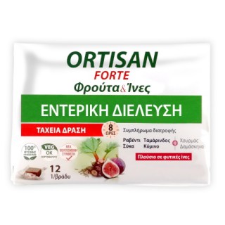 Ortis Ortisan Forte Φρούτα και Ίνες Συμπλήρωμα Διατροφής Εντερικής Διέλευσης 12 Κύβοι