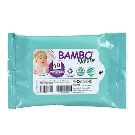 Bambo Nature Οικολογικά Μωρομάντηλα με Καπάκι χωρίς Άρωμα 10 τεμάχια