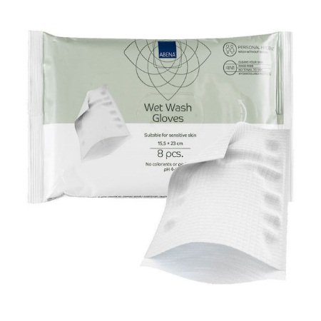 Abena Wet Wash Gloves Υγρά Γάντια Καθαρισμού για Κατακλίσεις 8 Τεμάχια