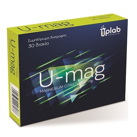 Uplab U-Mag Συμπλήρωμα Διατροφής με Μαγνήσιο 300mg για Μείωση της Κόπωσης Και Φυσιολογική Κατάσταση σε Οστά Και Δόντια 30 Δισκία