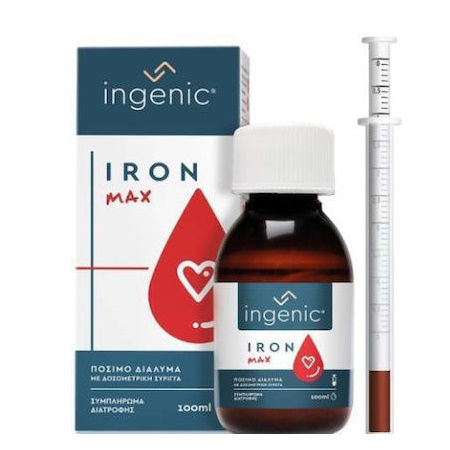 Ingenic Iron Max Συμπλήρωμα Διατροφής Σιδήρου Σε Μορφή Πόσιμου Διαλύματος 100ml