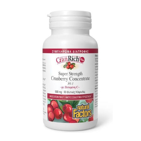 Natural Factors CranRich Plus Super Strength Cranberry Concentrate Συμπλήρωμα για το Ανοσοποιητικό με Αντιοξειδωτική Δράση 60 Κάψουλες