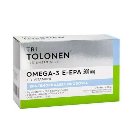 Douni Dr. Tolonen's E-EPA 500mg Συμπλήρωμα Διατροφής με Ωμέγα-3 Λιπαρά Οξέα & Βιταμίνη D 60 κάψουλες