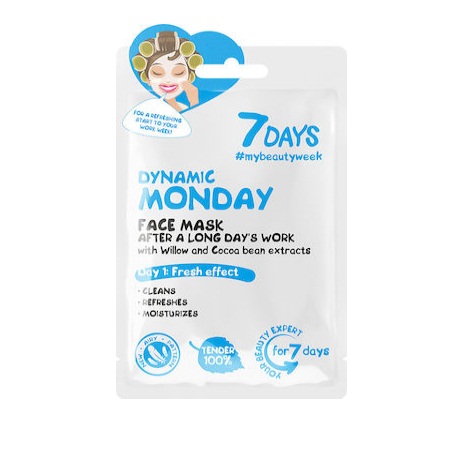 7Days Dynamic Monday Sheet Mask Μάσκα Προσώπου με Ιτιά & Κακάο 28gr