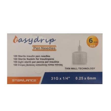 Winmedica Easy Drip Βελόνες Ινσουλίνης 31gX6mm 100 τεμάχια