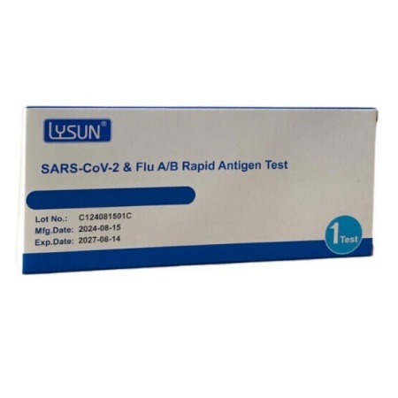 Lysun Sars Cov-2 & Flu A/B Διαγνωστικό Τεστ Ταχείας Ανίχνευσης Αντιγόνων Covid-19 & Γρίπης Με Ρινικό Δείγμα 1 Τεμάχιο