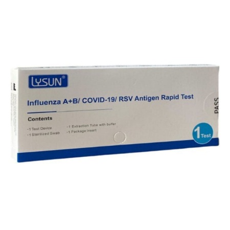Lysun Cov-2, Flu A/B & RSV Διαγνωστικό Τεστ Ταχείας Ανίχνευσης Αντιγόνων Covid-19 ,Γρίπης & Συγκυτιακού Ιού Με Ρινικό Δείγμα 1 Τεμάχιο