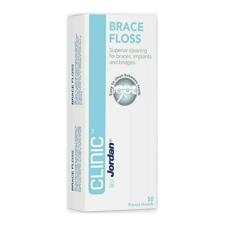 Jordan Brace Floss Οδοντικό Νήμα Κατάλληλο για Σιδεράκια,Γέφυρες και Εμφυτεύματα 50 τεμάχια