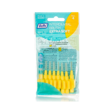 TePe Extra Soft Μεσοδόντια Βουρτσάκια 0.7mm σε χρώμα Κίτρινο 8 τεμάχια