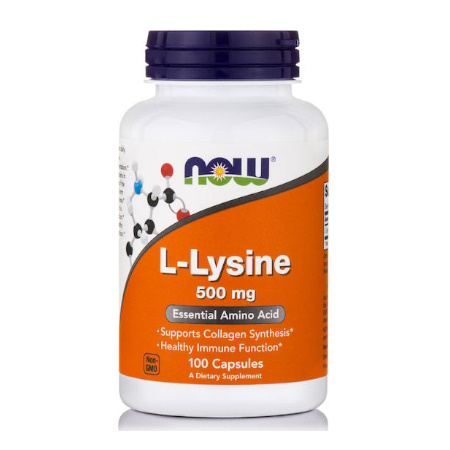 Now L-Lycine 500mg Συμπλήρωμα με Λυσίνη για την Υποστήριξη του Ανοσοποιητικού Συστήματος 100 Κάψουλες