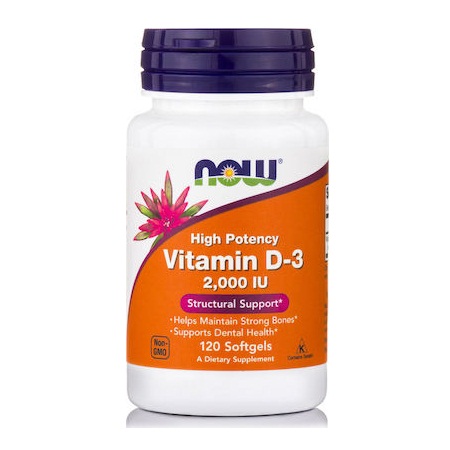 Now Foods Vitamin D3 2.000 IU Συμπλήρωμα Διατροφής για την Ενίσχυση του Ανοσοποιητικού & των Οστών 120 Μαλακές Κάψουλες