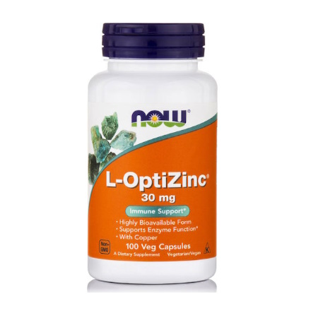 Now Foods L-OptiZinc 30mg Συμπλήρωμα Διατροφής για Ενίσχυση του Ανοσοποιητικού Συστήματος 100 Μαλακές Κάψουλες
