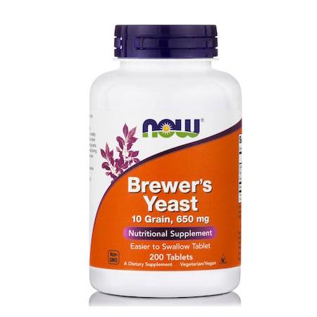 Now Foods Brewer's Yeast​ 650mg 10 Grain Συμπλήρωμα Διατροφής με Μαγιά Μπύρας 200 Ταμπλέτες