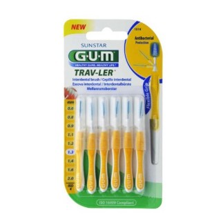 Gum Travler Interdental Brush Μεσοδόντιο Βουρτσάκι 1.3mm Κίτρινο 6 τεμάχια