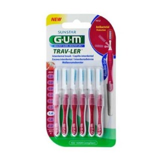 Gum Travler Interdental Brush Μεσοδόντιο Βουρτσάκι 1.4mm Φούξια 6 τεμάχια
