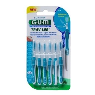 Gum Travler Interdental Brush Μεσοδόντιο Βουρτσάκι 1.6mm Γαλάζιο 6 τεμάχια