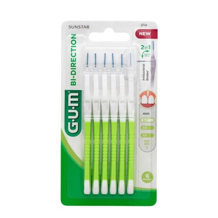 Gum Bi-Directional Ultra Fine 0.7 (2114) Μεσοδόντια βουρτσάκια για Αποτελεσματική Αφαίρεση της Πλάκας 6 τεμάχια