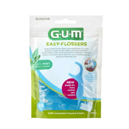 Gum Easy Flossers 890 Οδοντικό Νήμα σε Διχάλες με Γεύση Μέντας 50 τεμάχια