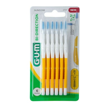 Gum Bi-Directional Ultra Fine Μεσοδόντια Bουρτσάκια για Αποτελεσματική Αφαίρεση της Πλάκας 1,4mm 6 Τεμάχια