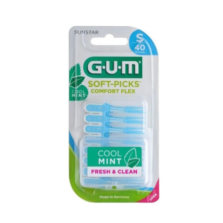 Gum Soft-Picks Comfort Flex Cool Mint 669 Μεσοδόντια Βουρτσάκια με Λαβή Small Γαλάζια 40 τεμάχια