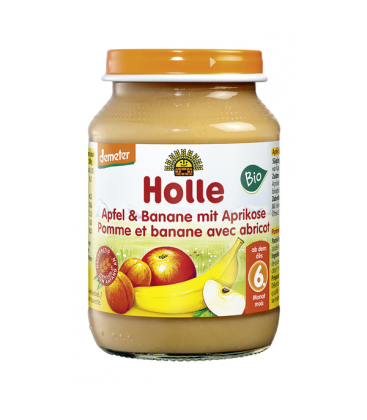 Holle Φρουτόκρεμα Μήλο,Μπανάνα Kαι Βερίκοκο 6m+ χωρίς Γλουτένη 190gr