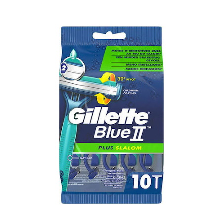 Gillette Blue II Plus Slalom Ξυραφάκια με 2 Λεπίδες & Ταινία από Aloe για Προστασία του Δέρματος από τους Ερεθισμούς 10 τεμάχια