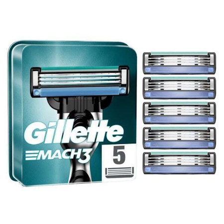 Gillette Mach3 Ανταλλακτικές Κεφαλές Ανδρικής Ξυριστικής Μηχανής 5τμχ
