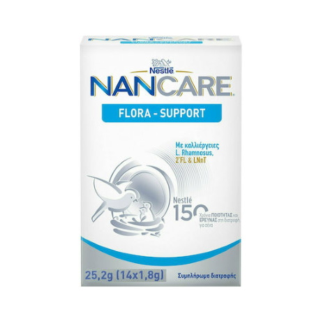 Nestle NANCare Flora Support Παιδικό Συμπλήρωμα Διατροφής που Συμβάλλει στην Ισορροπία του Εντερικού Μικροβιώματος 14 φακελίσκοι