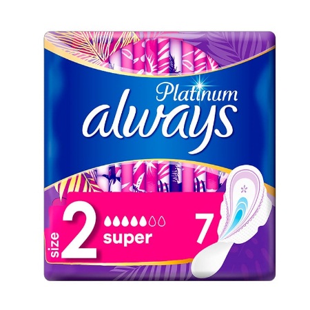 Always Ultra Platinum Ultra Super Plus Σερβιέτες με Φτερά Size 2 7 Τεμάχια