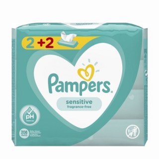 Pampers Baby Wipes Sensitive Μωρομάντηλα 2+2 ΔΩΡΟ 4x52 τεμάχια